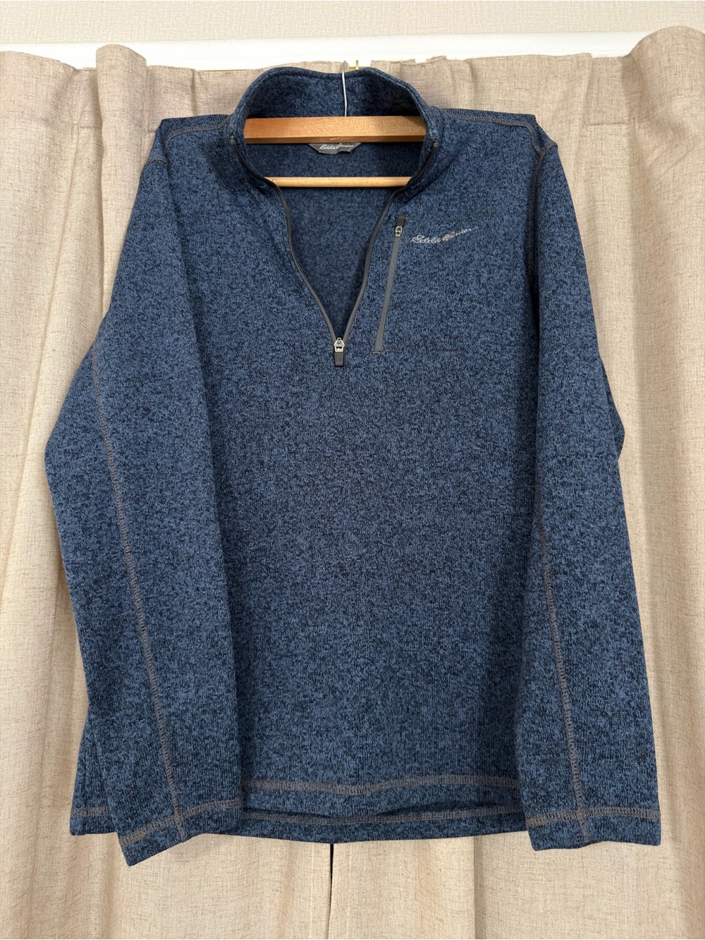 Eddie Bauer Heather Navy Quarter-Zip Pullover